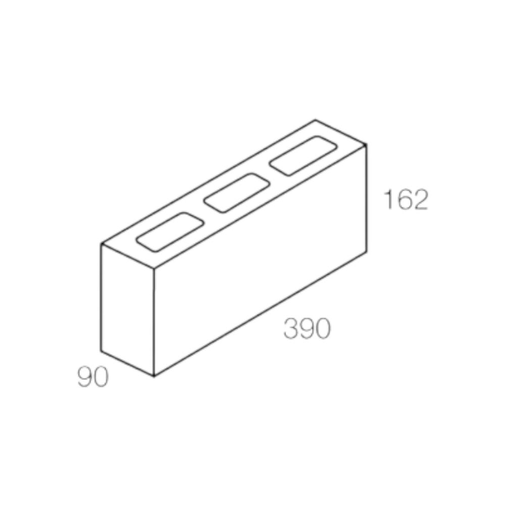 National Masonry 10.201AG 100 Series Back-up Hollow Concrete Grey Block 390x162x90mm
