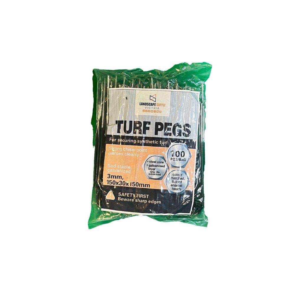 U Shape Galvanised Staples 150mm With Green Top (For Artificial Grass 150mm long 100 per pack)