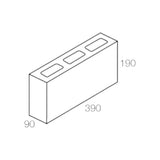 National Masonry 10.01AG 100 Series Standard Hollow Concrete Grey Block 390x190x90mm