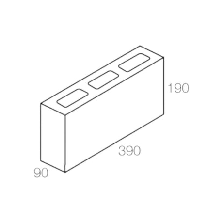 National Masonry 10.01AG 100 Series Standard Hollow Concrete Grey Block 390x190x90mm