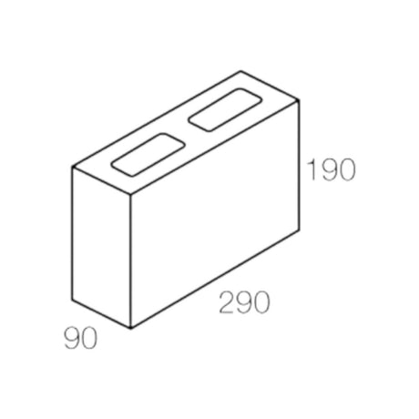 National Masonry 10.02AG 100 Series Three Quarter Hollow Concrete grey Block 290x190x90mm