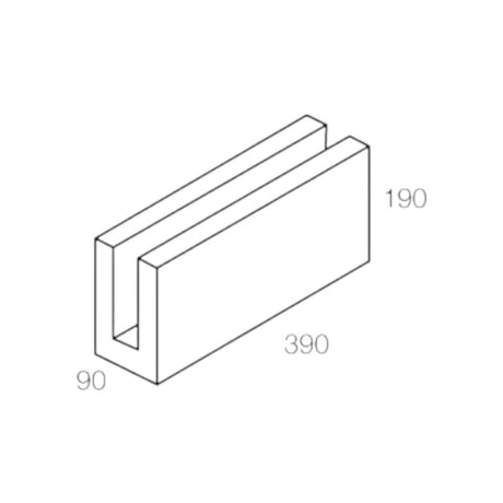 National Masonry 10.12AG 100 Series Bond Beam Concrete Grey Block 390x190x90mm