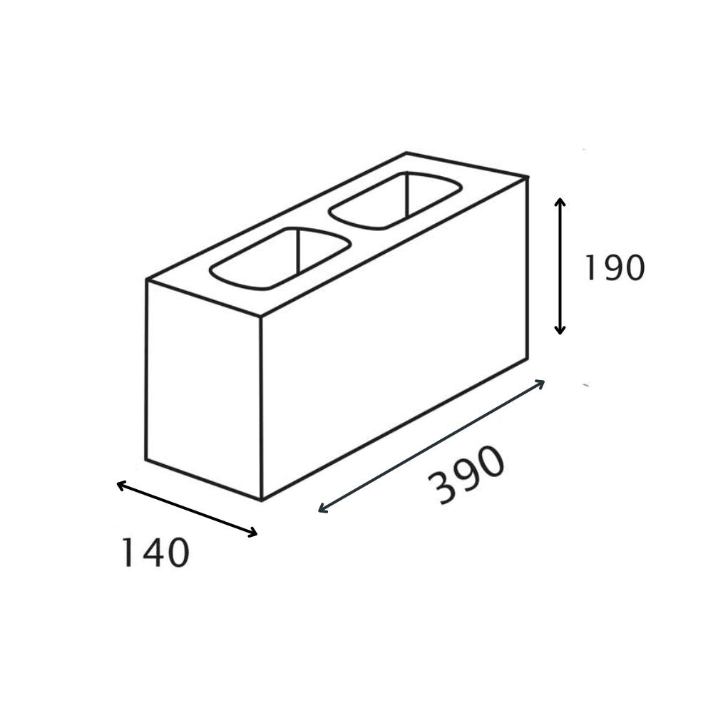 15.01 Grey Block 390x140x190mm