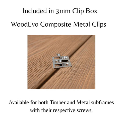 WoodEvo 3mm HOME composite decking Clips Box - BAL12.5, BAL19, BAL29 Certified
