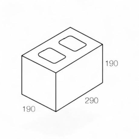 National Masonry 20.02AG 200 Series Three Quarter Concrete Block 290x190x190mm