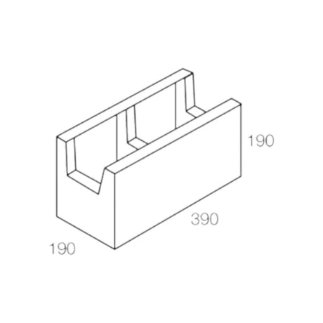 National Masonry 20.20LWS 200 Series Light Weight Structural Concrete Block 390x190x190mm