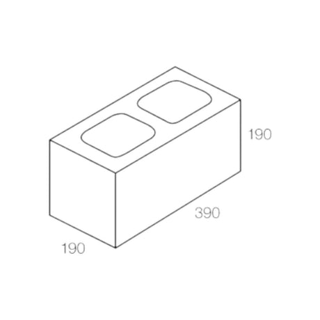 National Masonry 20.401FR 200 Series Fire Rated Standard Hollow Block 390x190x190mm 240min