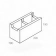 National Masonry 20.42UNV 200 Series Channel/Notch Block Concrete Grey Block 390×190×190mm