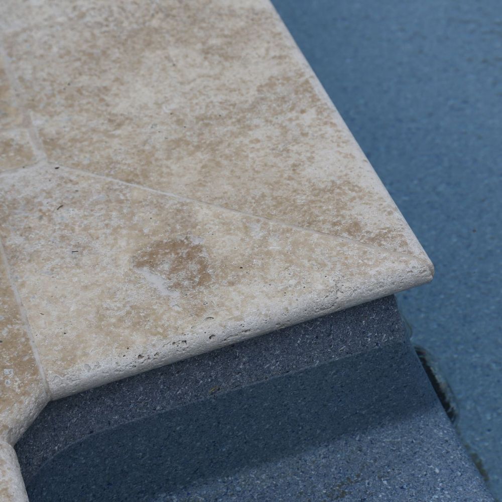 Classic Travertine Coping Dropface, Tumbled and Unfilled/PCS