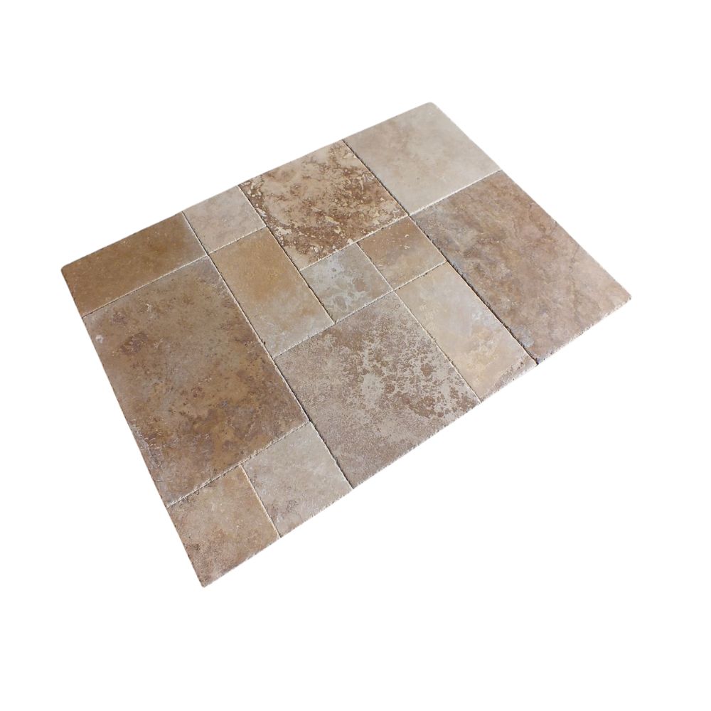 Beige Travertine Paver, Tumbled and Unfilled/Piece