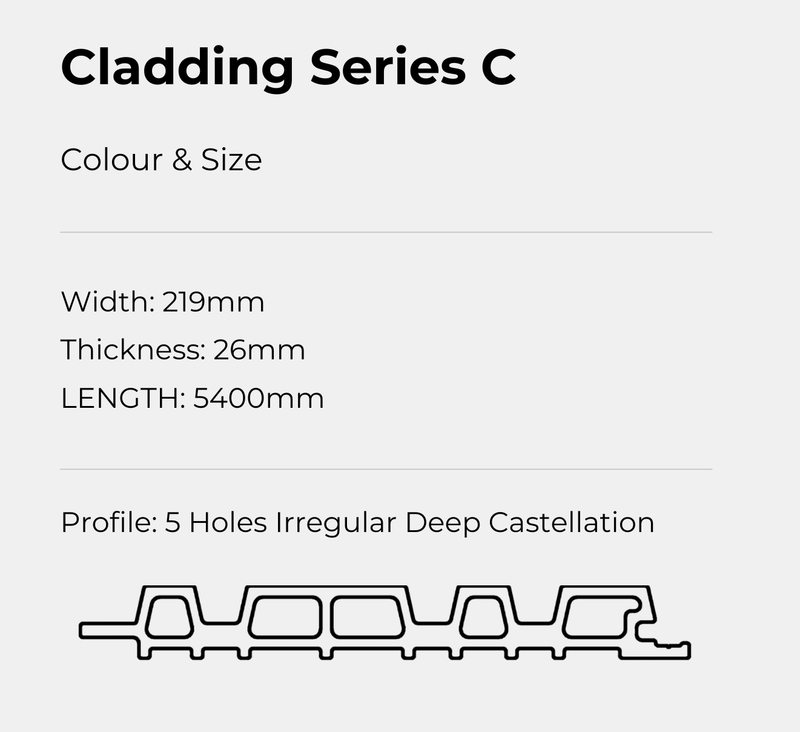 WoodVance Cladding Series C – Irregular 5-Hole Profile 5400 x 219 x 26mm
