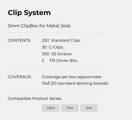 WoodVance 3mm ClipBox Hidden Decking Clip Set