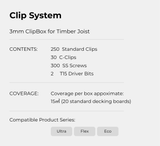 WoodVance 3mm ClipBox Hidden Decking Clip Set