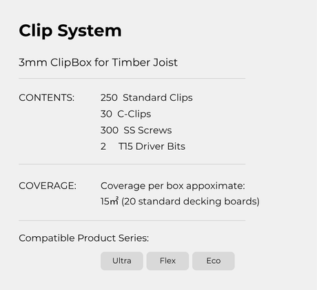 WoodVance 3mm ClipBox Hidden Decking Clip Set