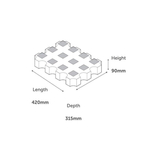 TURFGRID 420 x 315 x 90mm Charcoal Paver