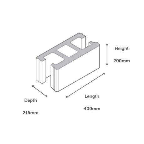 Adbri Masonry 400 x 200 x 215mm Charcoal Versawall Standard Block - Charcoal