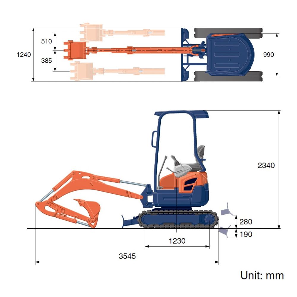 Excavator Kubota U17-3 (1.7T)- Daily Rental